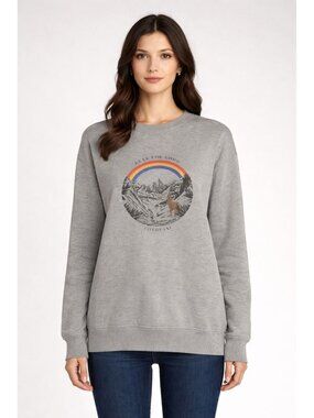 Cotopaxi Traveling Llama Gray Crew Sweatshirt Medium Gorpcore Granola Girl Retro